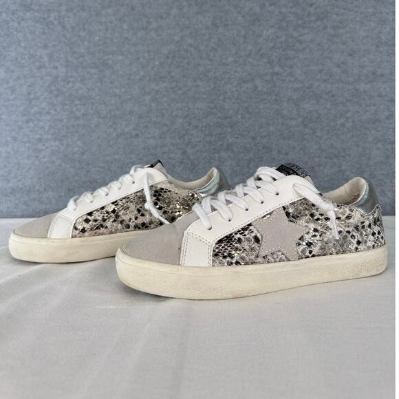 Vintage Havana Woman’s Sz 7 Metallic/silver Snake Skin Star Sneakers Alessandra - Picture 4 of 9